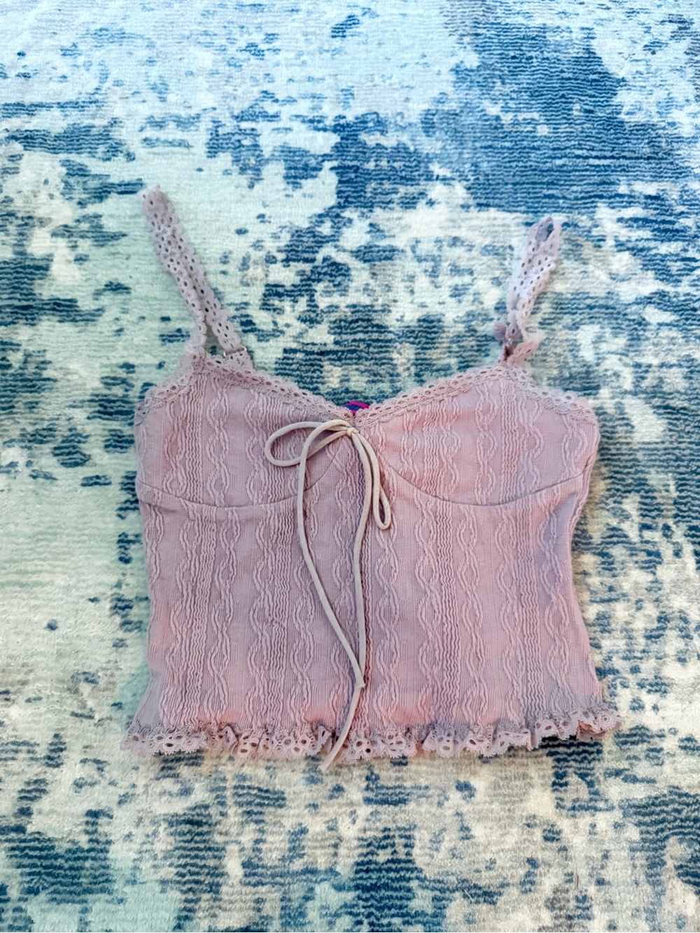 Edikted Pink Lace Cropped Cami Tank